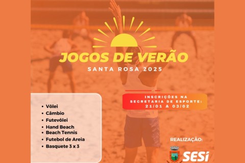 Estão abertas as inscrições para os Jogos de Verão Santa Rosa 2025 da Prefeitura de Santa Rosa